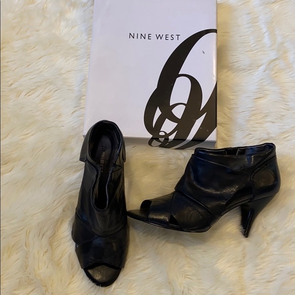 Shoes - Nine West Leather Open Toed Bootie